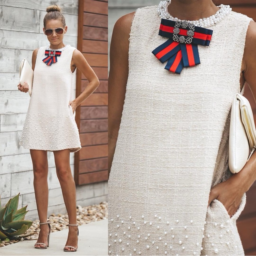 INA Vici pearl bow dress in small